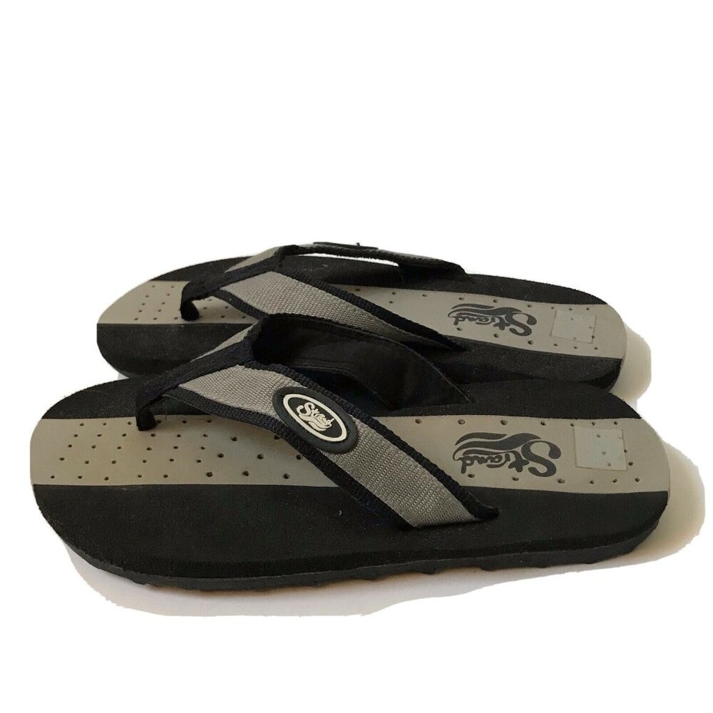 Strand  vintage flip flops thong sandals black foam fabric strap Men Size 8/9